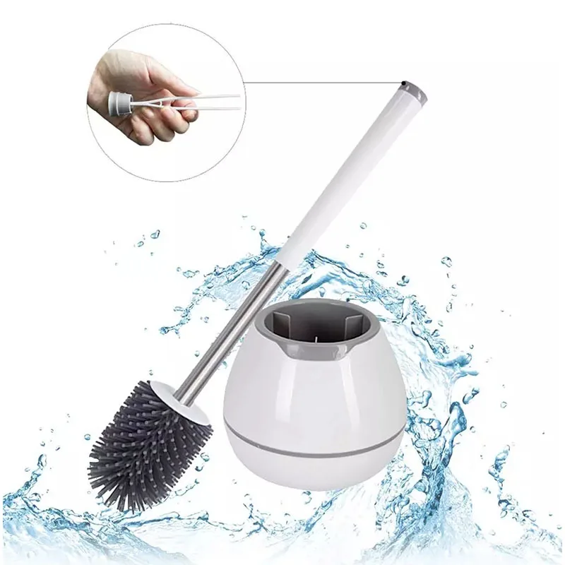 Eyliden TPR Toilet Brush with a Thoughtful Designed Tweezer and Holder Set Silicone Bristles for Bathroom Washroom Cleaning