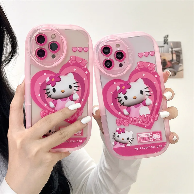 

Heart Shaped Cartoon Cat Quicksand Circle Phone Case Cover for IPhone 11 12 13 Pro X XR XS Max Shockproof Case for IPhone Cases