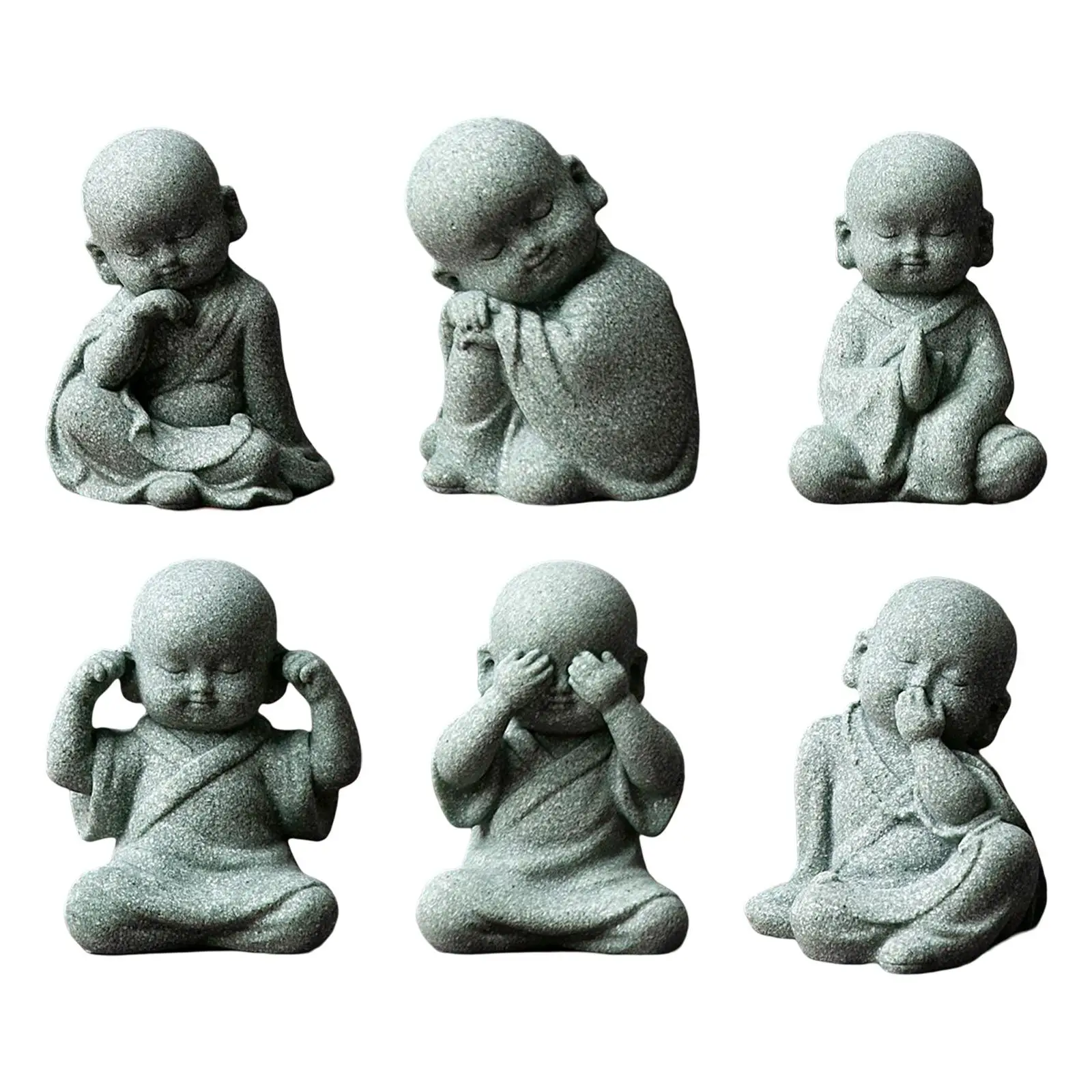

Cute Monk Figurine Buddha Statue Dolls Decorative Home Decor Tabletop Car
