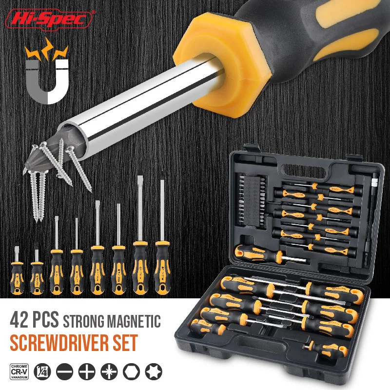 Hi-Spec Insulated Magnetic Screwdriver Set Cr- V Electrical Screw Driver Slotted And Phillips Screwdrivers Hand Tools Kit