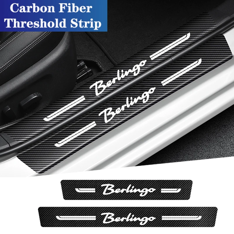 

Защитная Наклейка на порог двери автомобиля, с логотипом Citroen Berlingo, 2023 углеродное волокно, наклейка на порог багажника, защита от царапин