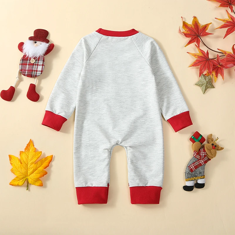 

Toddler Baby Sweatshirt Rompers Christmas Elf Print Long Sleeve Jumpsuit for Newborn Infant Cute Clothes