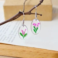 2020 hot new listing 4 color fashion pendant earrings natural dried flower earrings fresh jewellery for women jewelry gift