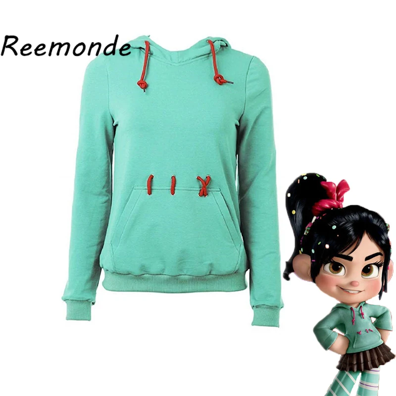 

Anime Wreck It Ralph 2 Vanellope Von Schweetz Hoodie Sweatshirt Costumes Ralph Breaks The Internet Clothing Tops For Adult Girls