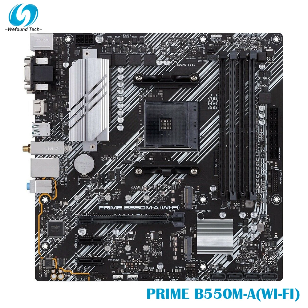 

PRIME B550M-A (Wi-Fi) для настольной материнской платы ASUS AM4 USB 3,2 Gen1 SATA3 DDR4 128 Гб Wi-Fi 6 протестирован Быстрая доставка