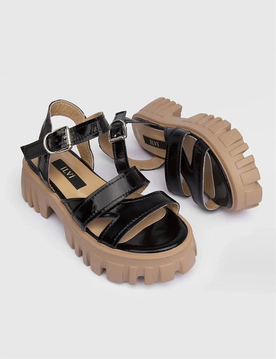 

ILVi-Genuine Leather Handmade georgy Black Patent Leather Women's Shoes 2022 Spring/Summer