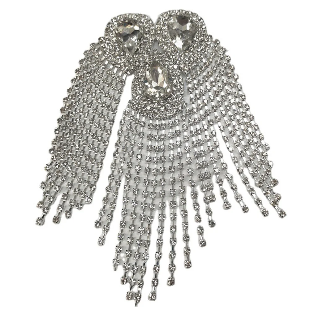 

Crystal Tassel Epaulet Epaulettes Costume Jewelry Rhinestones Men's Applique Accessories Shoulder Arm Decoration