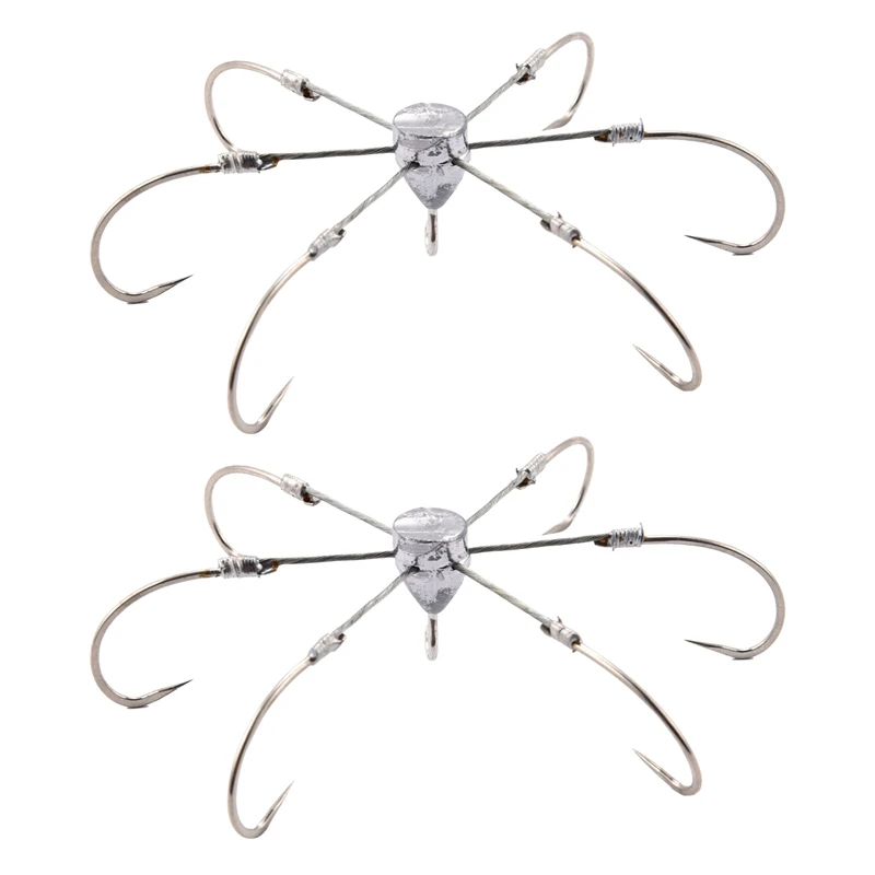 

2X Anchor Hook 6 Claws Lead/Copper Crab Hook Steel Explosion Hook Lead Head Jig Fishing Hook Squid Fishhooks Accessories