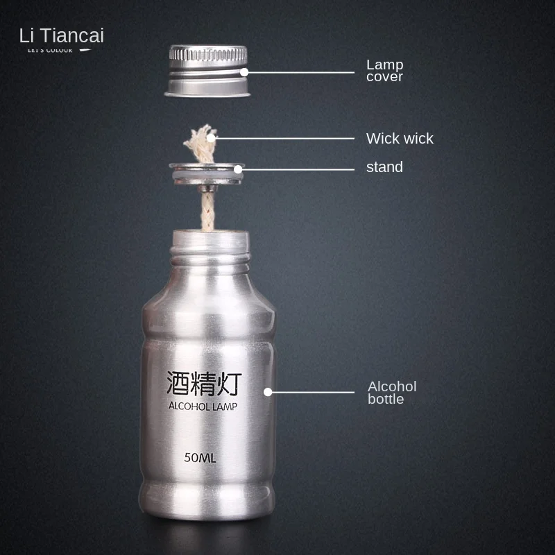Litiancai 50ml Aluminum Alloy Stainless Steel Alcohol Lamp Product Demonstration Chemical Experimental Apparatus Leak-Proof Seal |