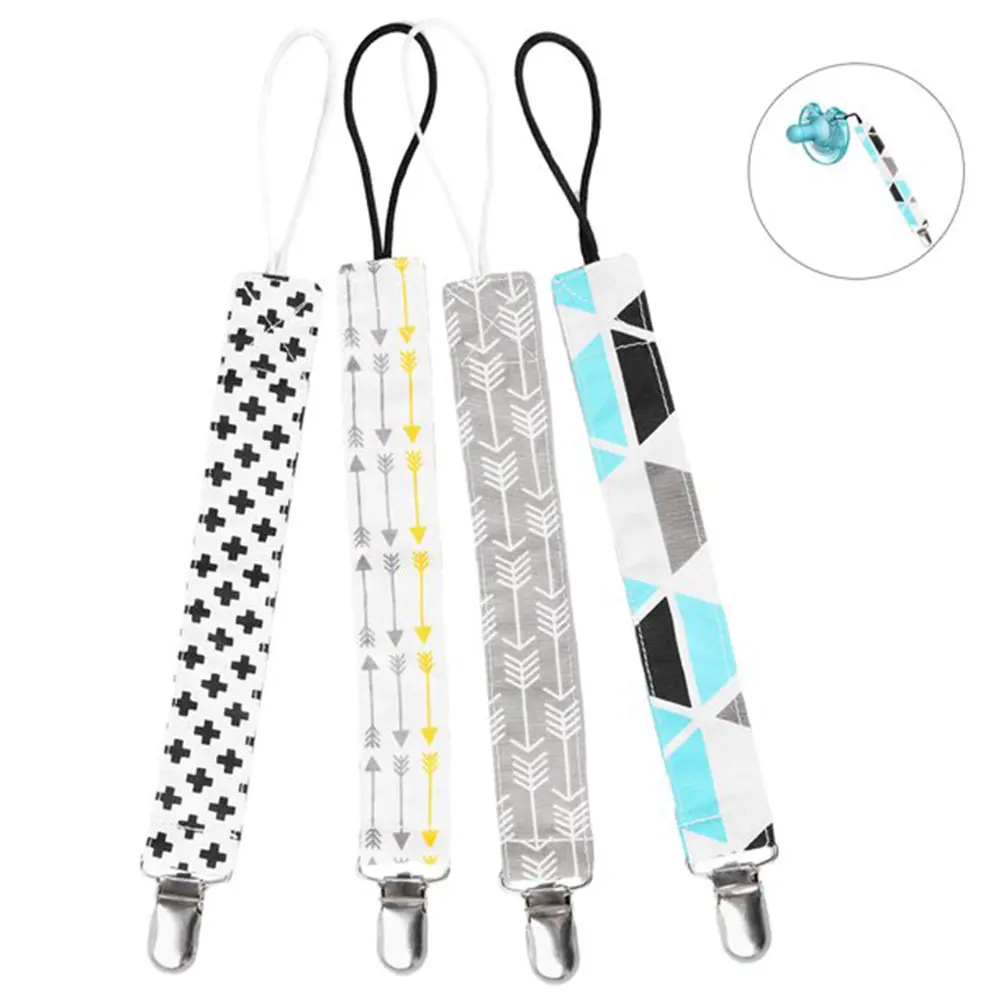 

4pcs Holder Lightweight Boys Girls Practical Teething Toy Soother Fixed Reusable Gift Polyester Pacifier Clip Anti Lost