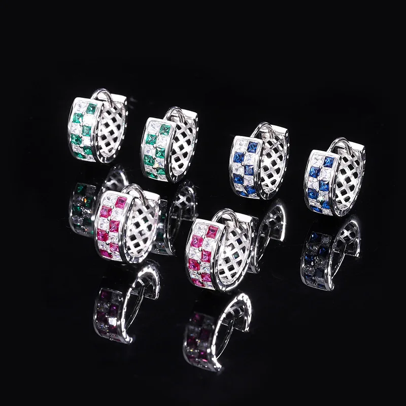 

2022 new S925 full body silver Tiktok popular imitation color treasure ear button diamond studded earrings female