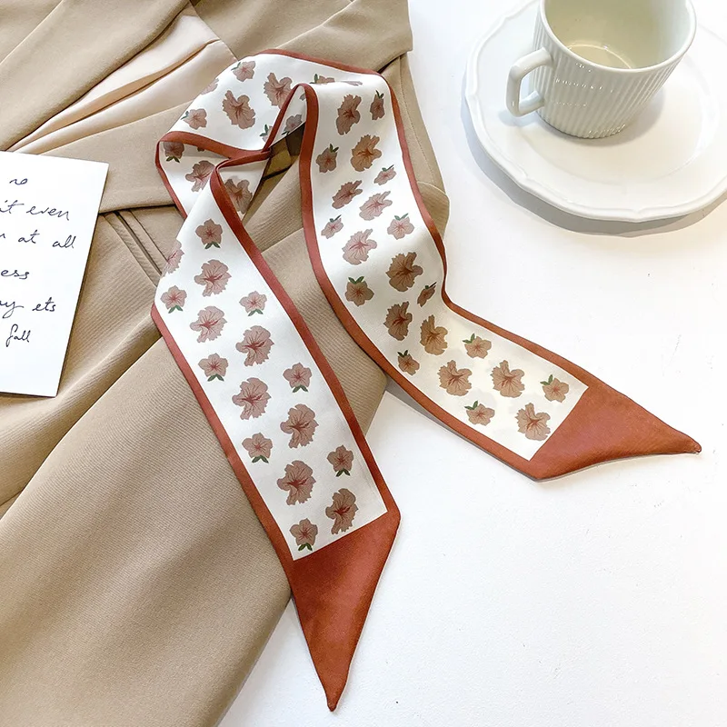 Женский шарф с мозаичным мультяшным рисунком маленький шелковый повязка для