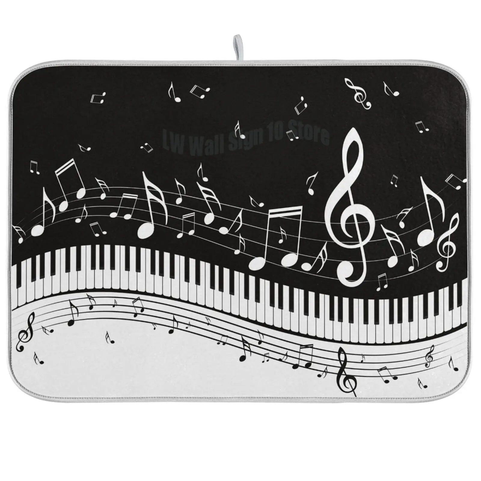 

Musical Note Print Microfiber Dish Drying Mat For Kitchen Non-slip Absorbent Tableware Pad Dish Mat Placemat Cushion Foldable