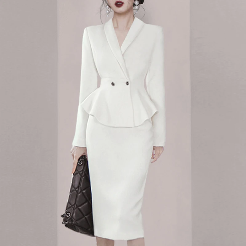 

J GIRLS Elegant Office Ladies Dress Suits 2 Two Piece Sets Clothes Outfits Female Work Business Chic Formal Wear Pencil Skirts