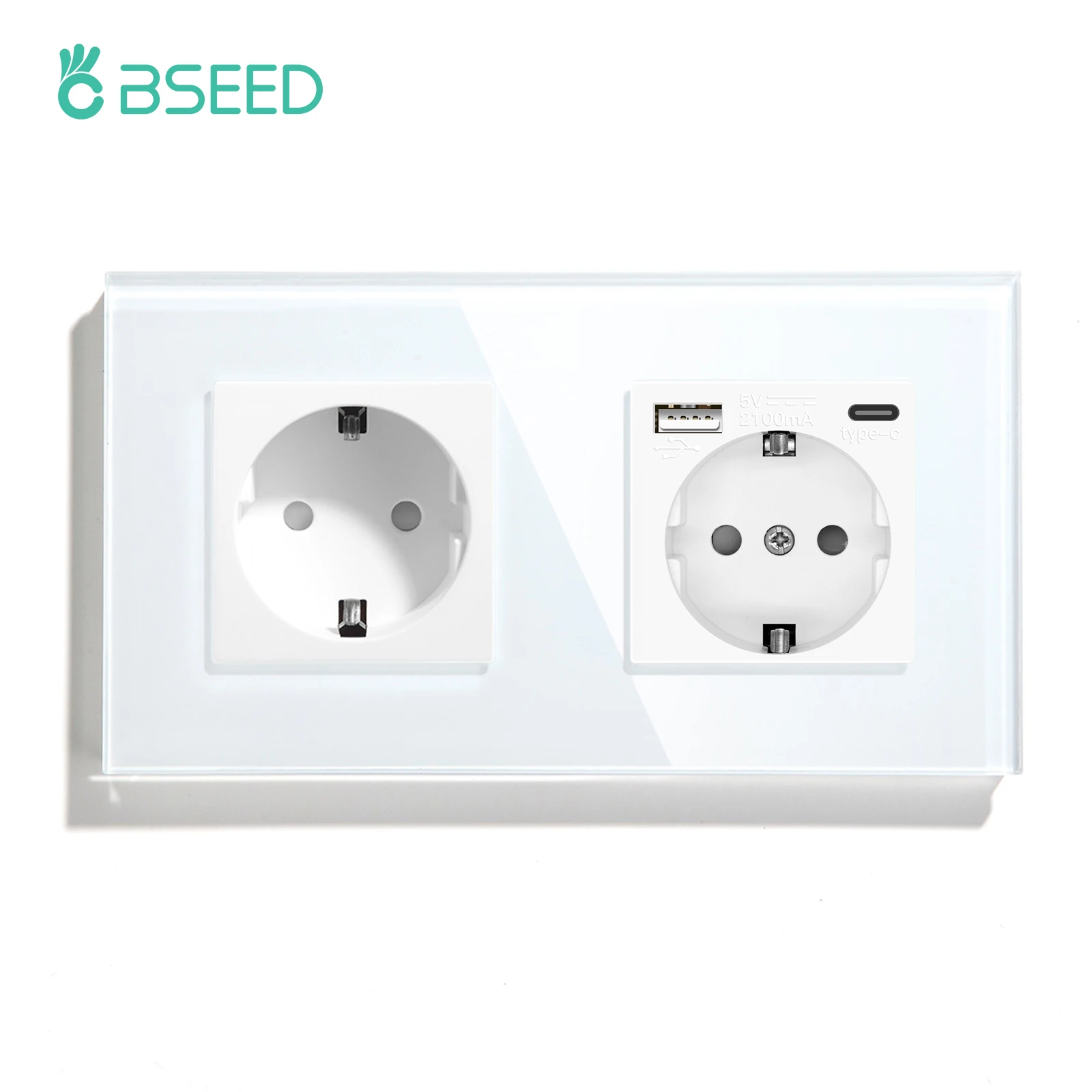 

Розетки BSEED, двойные, с USB, стеклянные