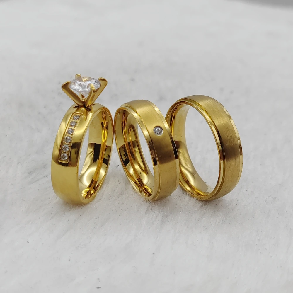 Nice Crystal Cz Stone Designer Jewelry Fashion Rings For Women Ladies 24 Carat Gold Plated Wedding Proposals Ring Coupl