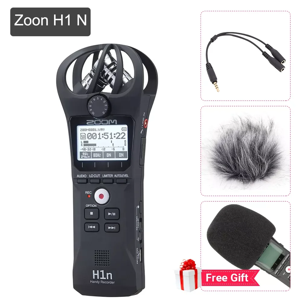 

Portable Black Zoom H1N Microphone Handy Digital Recorder Stereo Recording Handheld Pen for Interview DSLR Updated of Zoom H1