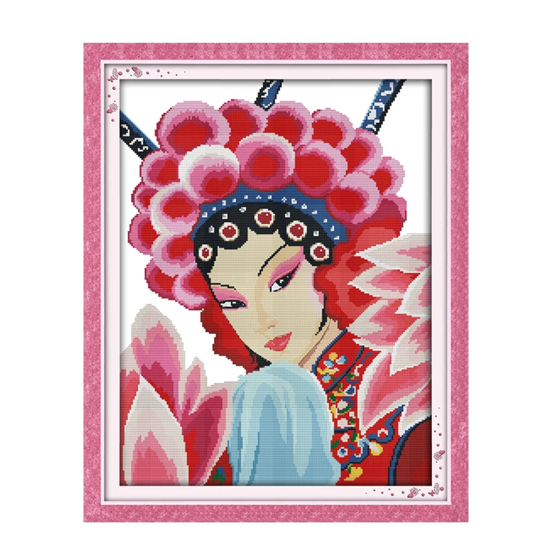 

Joy Sunday Beijing Opera Printed Cross Stitch Kits 11CT 14CT Counted Cross Stitch Kits Stamped Cross Stitch Accessories