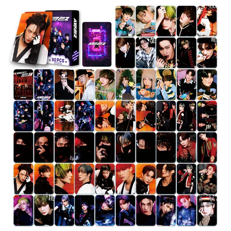 Фото 92 шт./компл. новые карты KPOP ATEEZ Lomo, фотонаклейки HD, двухсторонняя высококачественная фотокарта JongHo Yunho YEOSANG San, подарок для фанатов №5