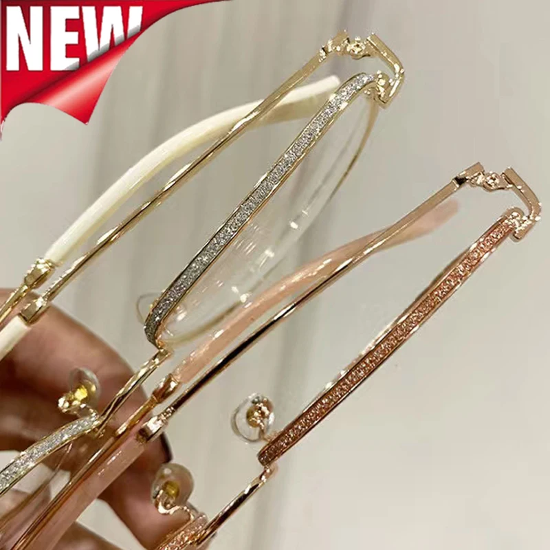 

Glasses Glitter Metal Frame Women Anti Blue Light Square Eyewear Metallic Square Fashion Glasses Optical Spectacle Eyeglass