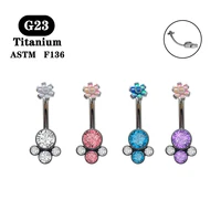 fashion jewelry g23 titanium exquisite opal zircon navel piercing belly button rings thread body piercing for women party