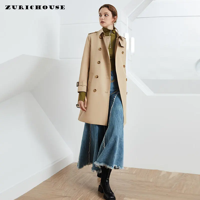 

Autumn Winter Coat Women 2023 New Fashion Mid-length Double-breasted Belted Elegant Office Ladies Trench Coat Winterjas Dames