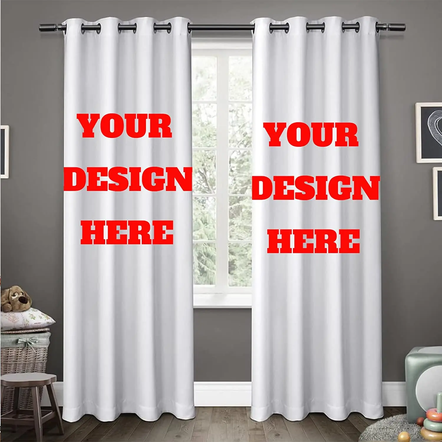 

Custom Window Curtain White Blackout Curtains for The Bedroom Drapes In Living Room High Shading(70%-90%) 2 Panels