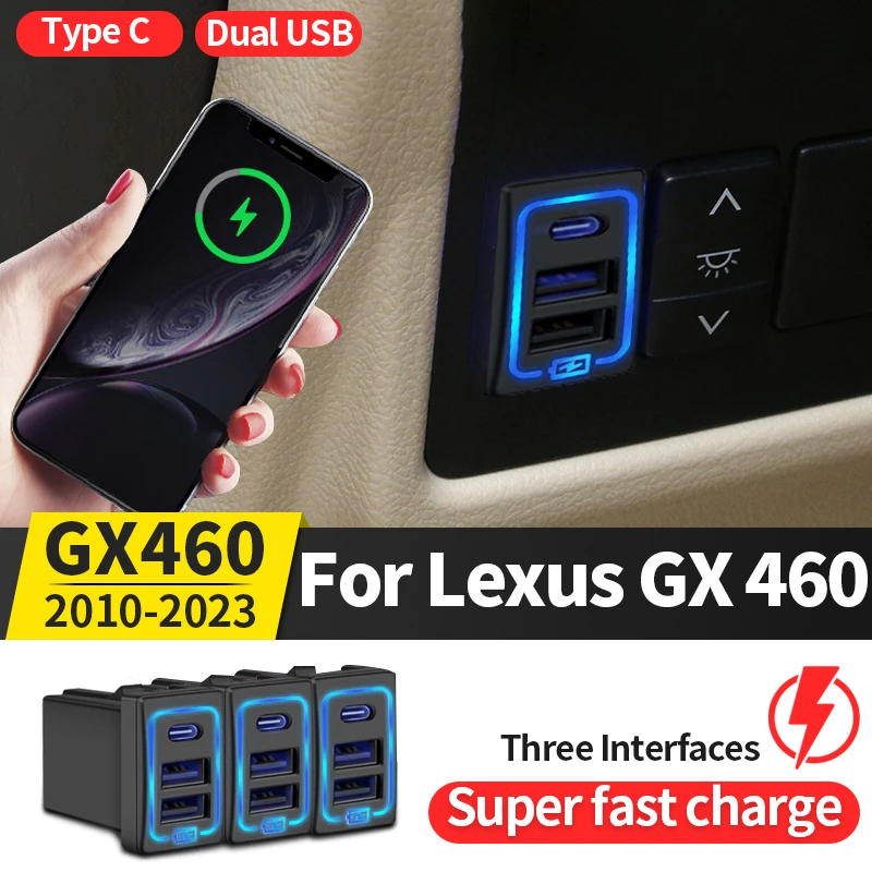 For Lexus GX460 2014-2019 2018 2017 USB Charging Plug PD Type C Fast Charging Interface GX 460 Interior Modification Accessories