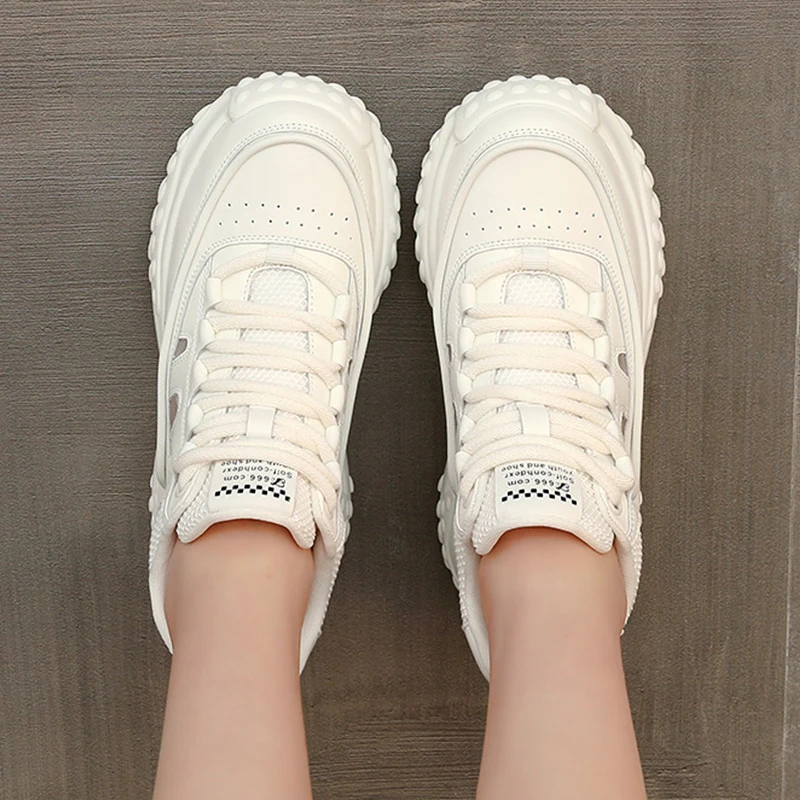 2023 Fashion 7CM Hollow Genuine Leather Women Summer Shoes Platform Sneaker Wedge Hidden Heel Women Summer Sandal Platform Shoes