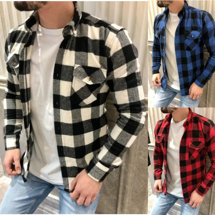 

2023 cross-border foreign trade autumn hot cotton frozen shirt outside repair length sleeve shirt male Spot