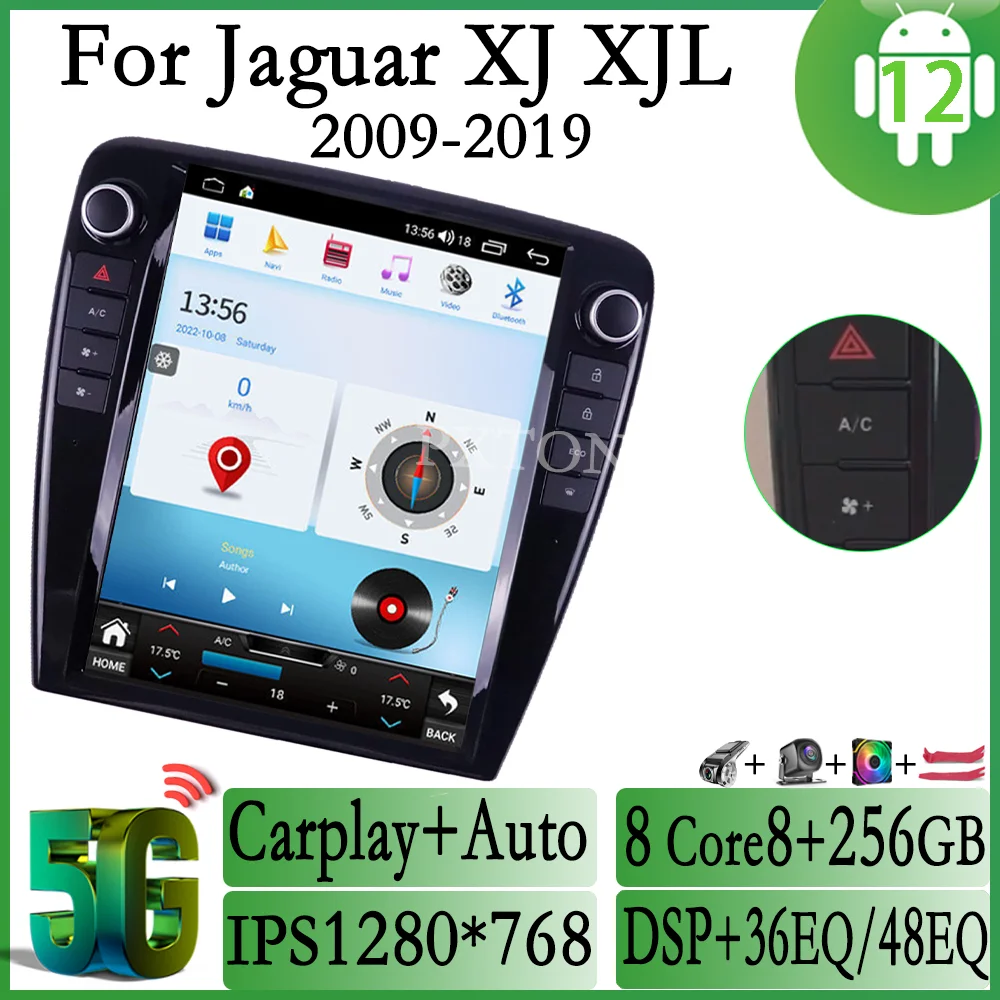 

Pxton Android 12 For Jaguar XJ XJL 2009-2019 Car Multimedia Player Car Radio GPS Navigation Auto Audio DSP 12.1 Inch Carplay