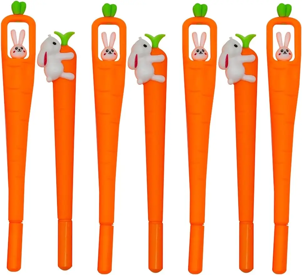 Симпатичные гелевые ручки в виде кролика с морковкой, удобные письменные принадлежности для подростков, студентов, коллег, школьные канцелярские принадлежности