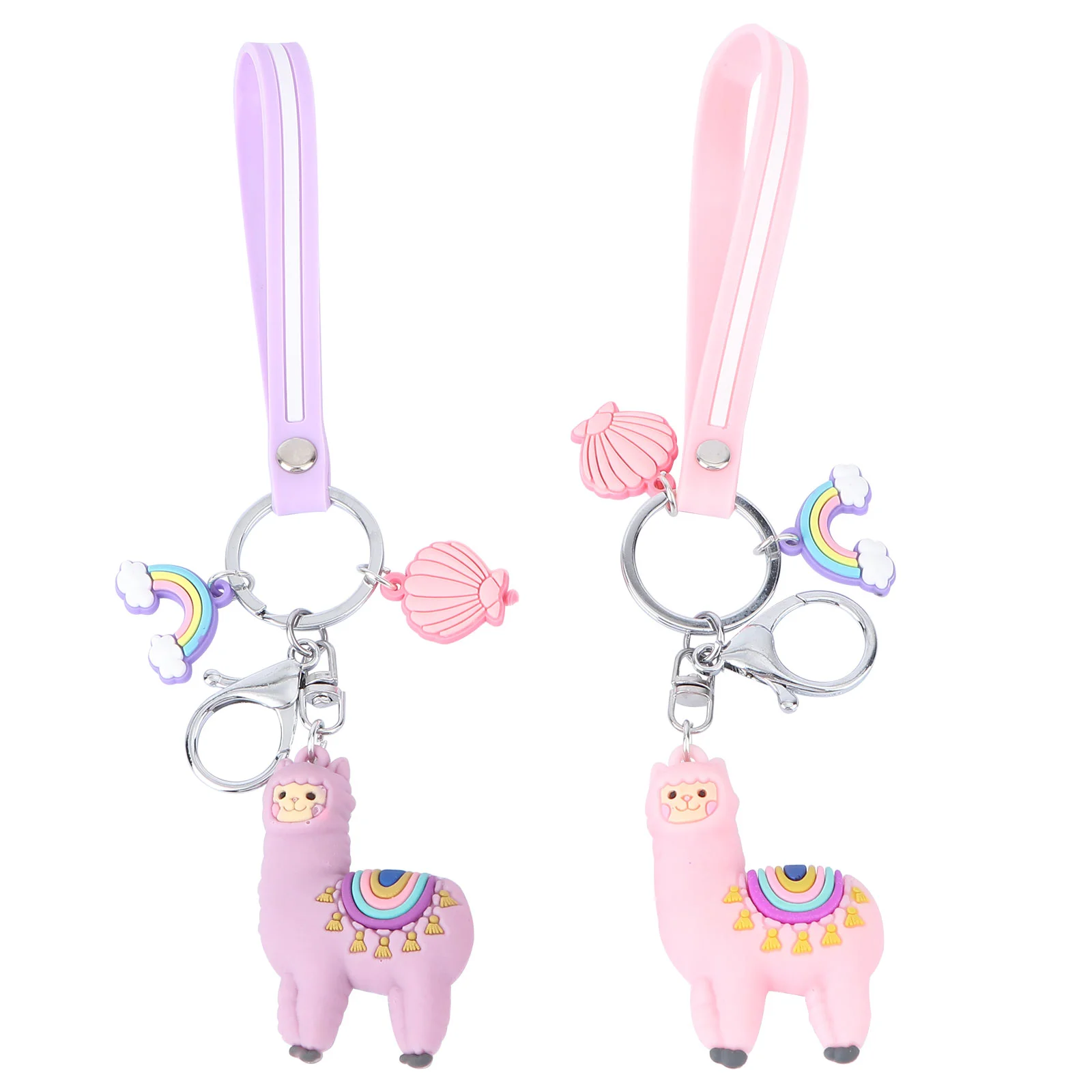 

2 Pcs Mini Backpack Keychain Stuffed Animal Ornaments Keyrings Car Keys Chains Purse Charms Sheep Plush Alpaca Pendant Decorate