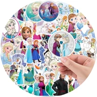 disney frozen 50pcs stickers cute anime stickers princess elsa laptop car luggage doodle decorative stickers wholesales