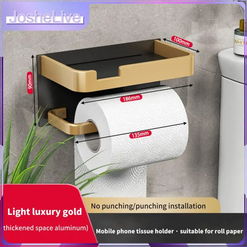 

No-punching Storage Rack Roll Paper Light Luxury Toilet Tissue Box Multifunctional 2023 Paper Drawer Shelf Organization Storage