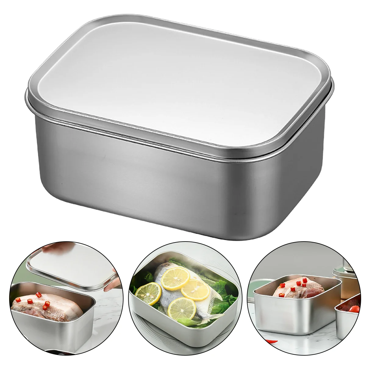 

Stainless Steel Crisper Fruit Storage Case Sealing Fresh-keeping Food Containers Lunch Holder Picnic Supply Lunchable Child