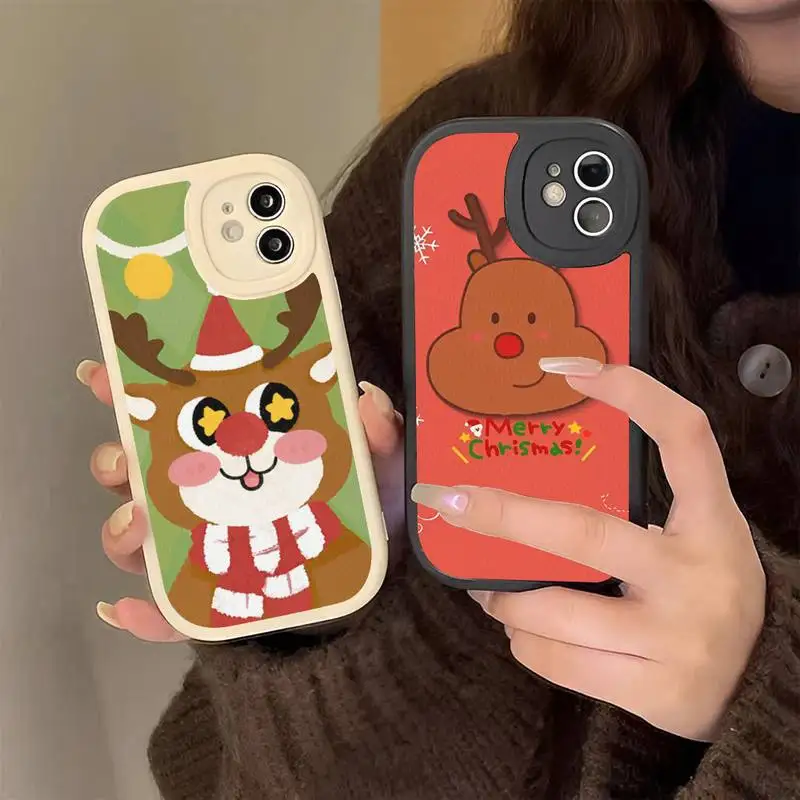 

Christmas New Year Gifts Elk Snow Phone Case Hard Leather for iPhone 13 12 Mini 11 14 Pro Max Xs X Xr 7 8 Plus 6 6s Se Cover