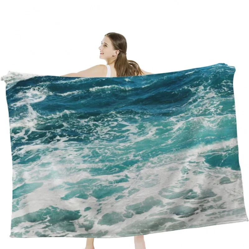

Синий океан волны плед одеяло мягкий бархат одеяло путешествия постельное белье одеяло