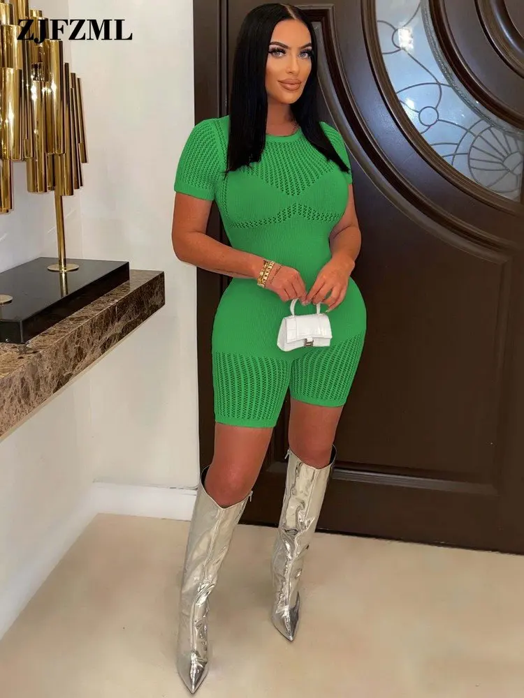 

Вязаный крючком слитный комбинезон для девочек с вырезом лодочкой и коротким рукавом Облегающий комбинезон для активного отдыха эластичные облегающие комбинезоны