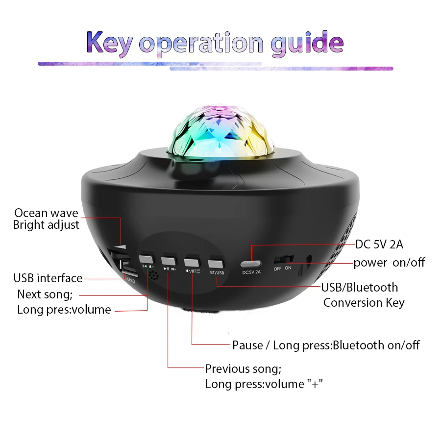 

Sky Galaxy Projector Nightlight Child Blueteeth USB Music Player Star Night Light Romantic Projection Lamp Colorful Starry