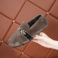 woman shoes winter plush boots external wear leisure shoes crystal flat home barefoot shoes keep warm soft bottom peas shoes