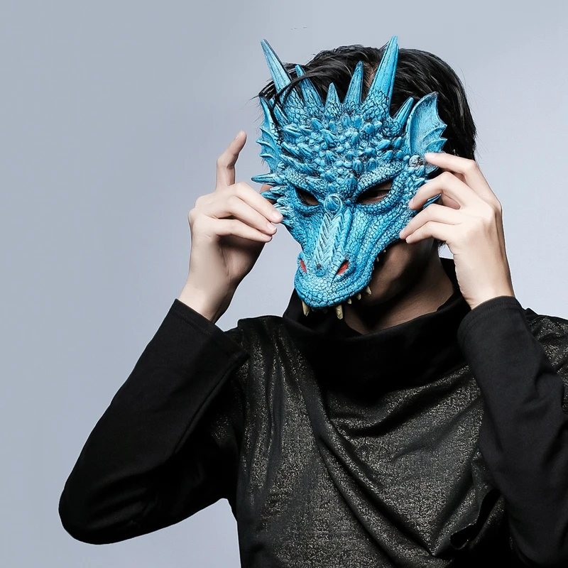 

Маскарадная маска на лицо дракона для косплея, декоративная маска динозавра, маска для взрослых, модный карнавальный костюм животного для в...
