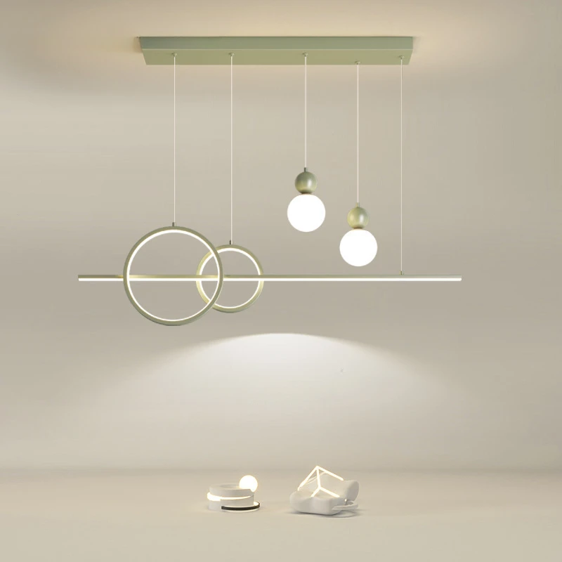 

Led Art Chandelier Pendant Lamp Light Long Straight Disc Fresh Green Color Dining Room Decor Lustres Para Sala De Jantar