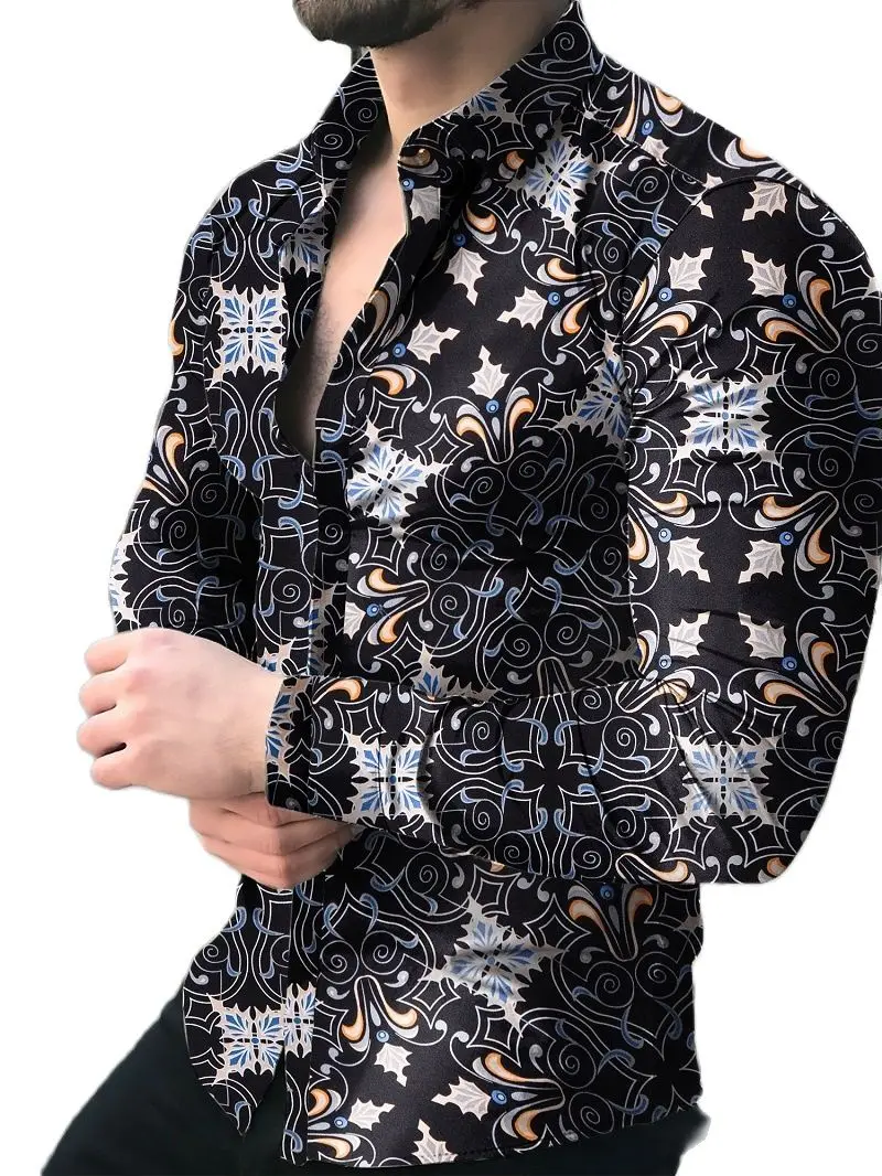 

Camisas Florales De Manga Larga De Otoño De 2022 Para Hombres Camisas Estampadas Con Flores De Corte Delgado Para Hombres Cam