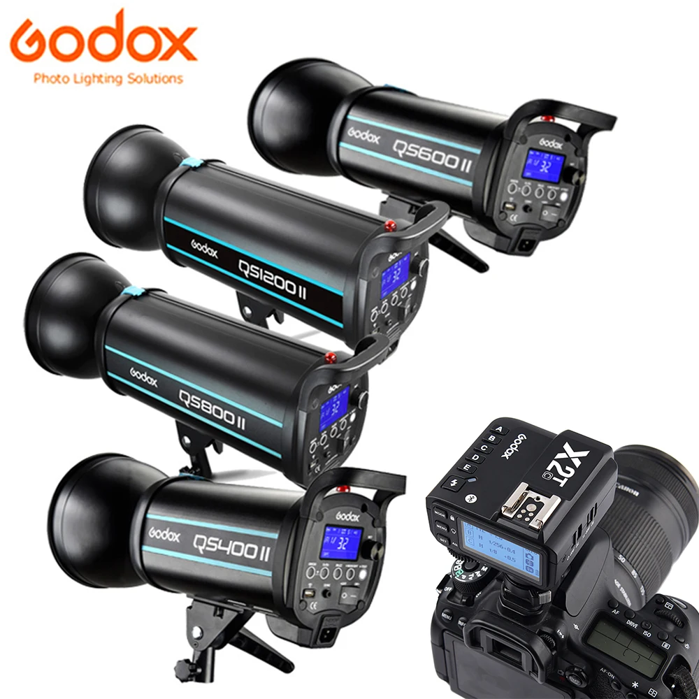 Godox QS400II 400WS / QS600II 600WS / QS800II 800WS / QS1200II 1200WS + X2T 2,4G беспроводной передатчик студийный стробоскоп