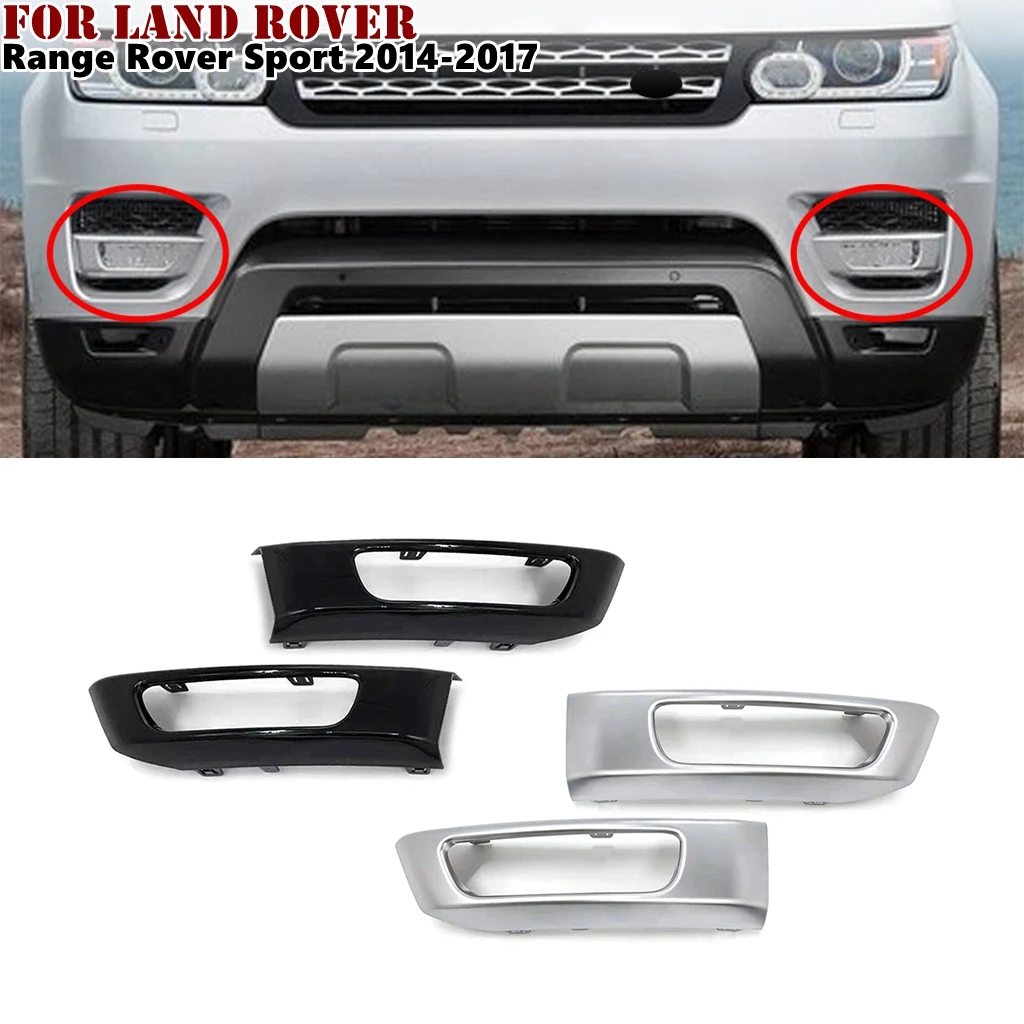 

1Pair Car Front Bumper Fog Light Lamp Cover Decorative Trim For Land Rover Range Rover Sport 2014 2015 2016 2017 Black/Silver