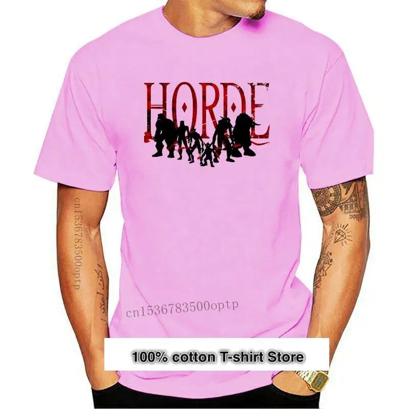 

Camiseta con estampado de Horde para hombre, camisa de manga corta de gran tamaño, divertida, informal, 100 de algodón, nueva