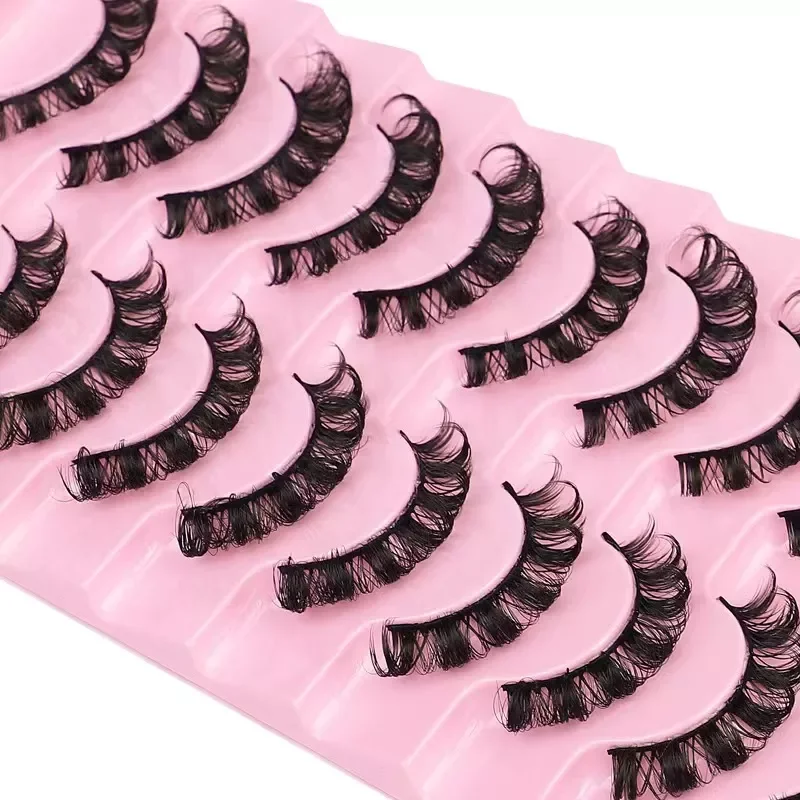 

5/10Pairs Lashes D Curl 10-16mm Russian Lashes 3D Mink Eyelashes Reusable Fluffy Russian Strip Lashes eyelashes extensions