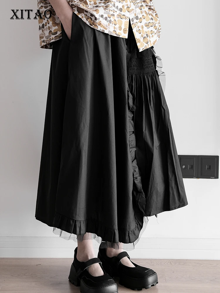 

XITAO, плотная плиссированная юбка для женщин, Корея, лето 2022, Новое поступление, индивидуальная модная свободная универсальная юбка с эластич...