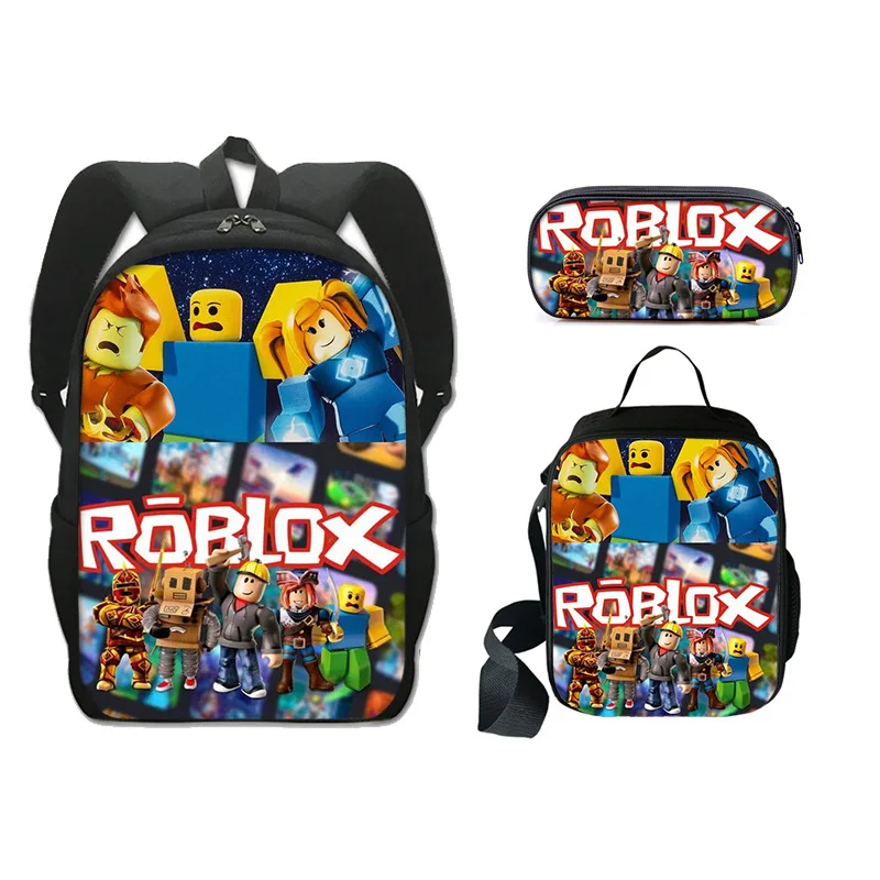 

Roblox School Bag Three-piece Set Surrounding Polyester Single-layer Pencil Bag Lunch Bag Backpack Package Children's Toys Gifts
